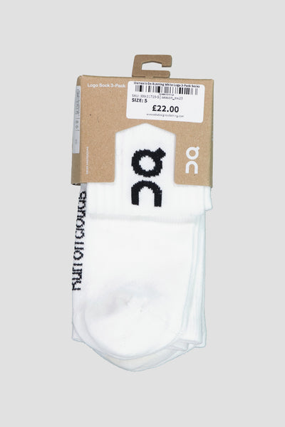 Unisex On Running White Logo 3-Pack Socks