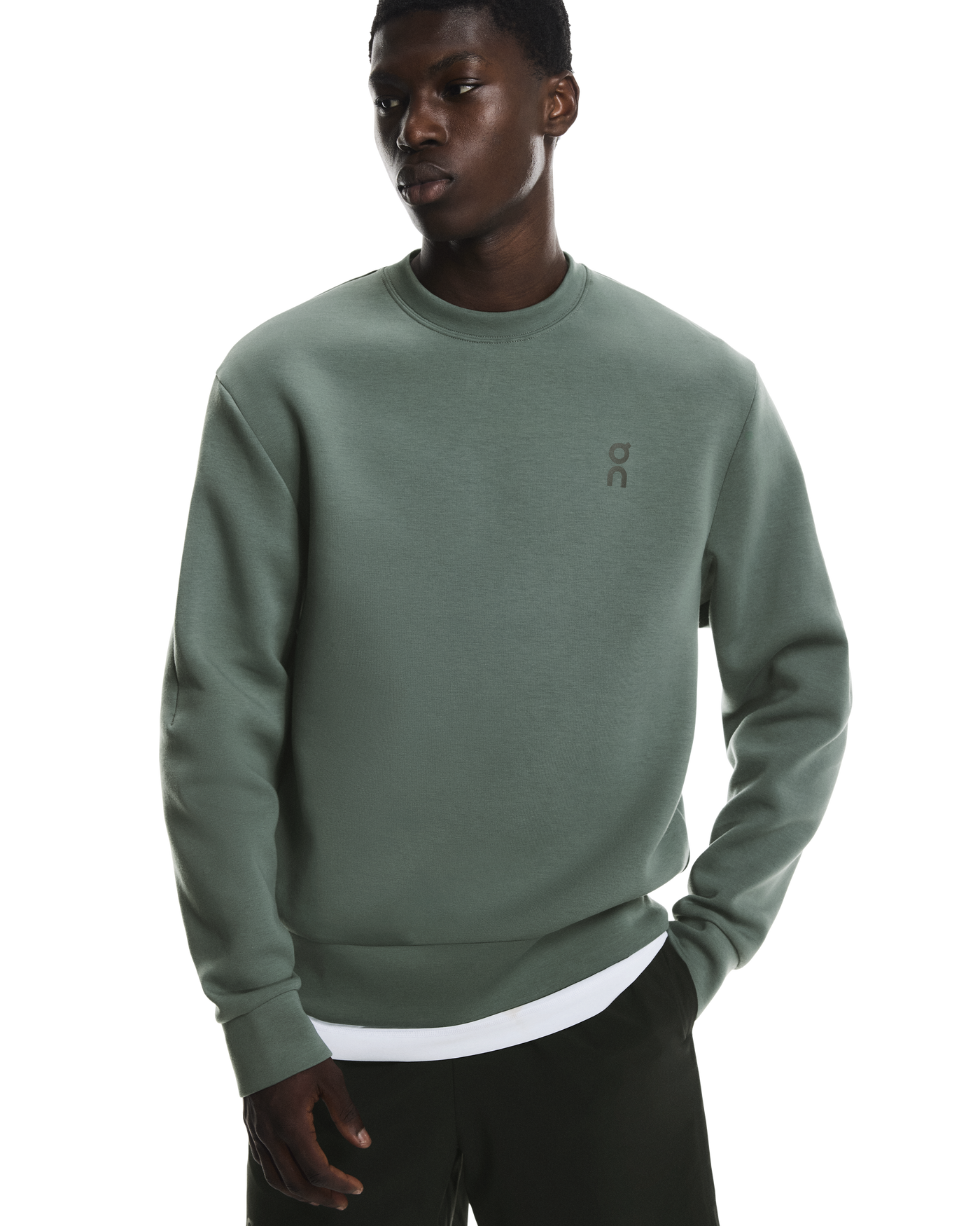 Men's On Running Olive Focus Tech Crew Sweatshirt & Focus Tech Sweatpants Tracksuit Set