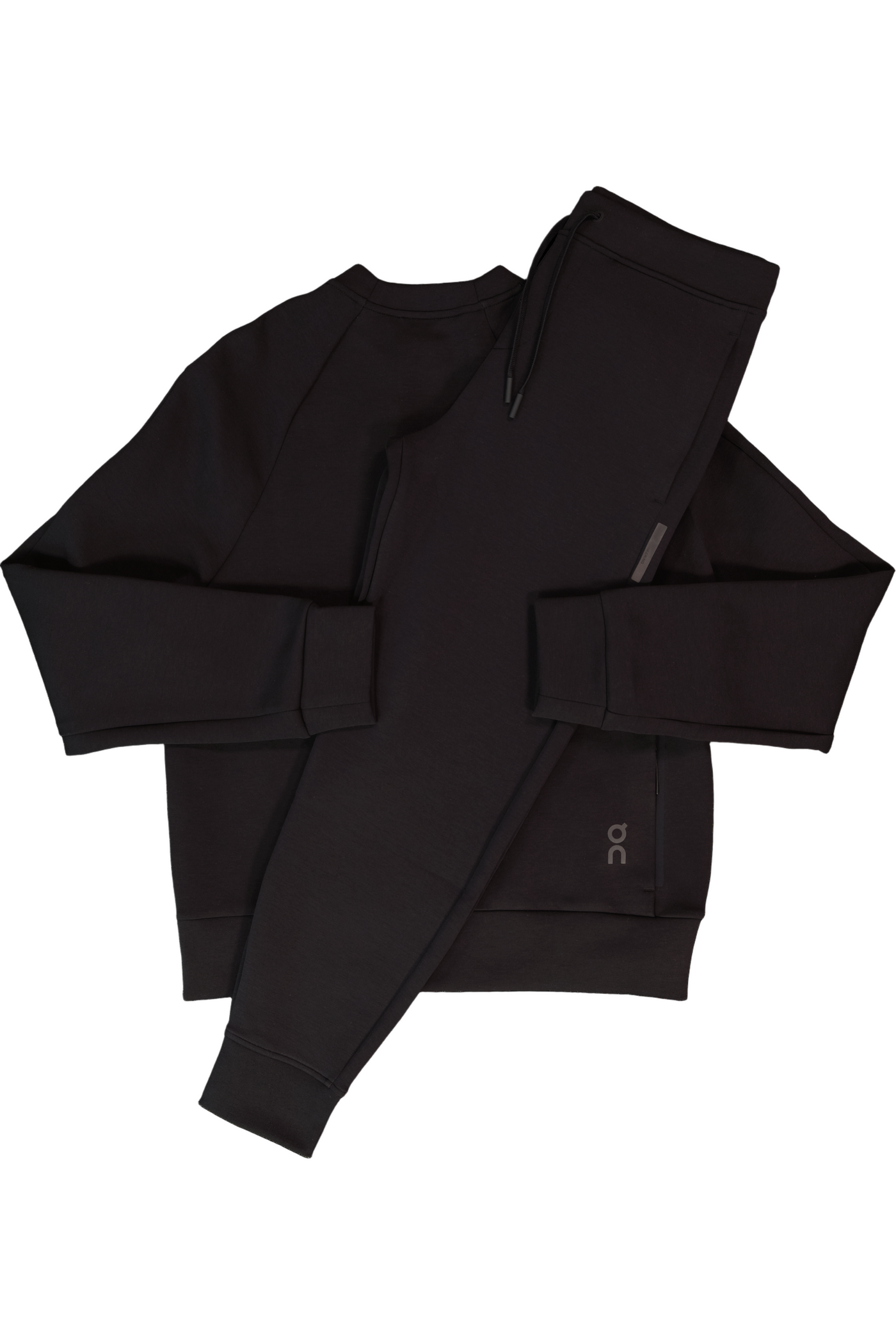 Men's On Running Black Focus Tech Crew Sweatshirt & Focus Tech Sweatpants Tracksuit Set