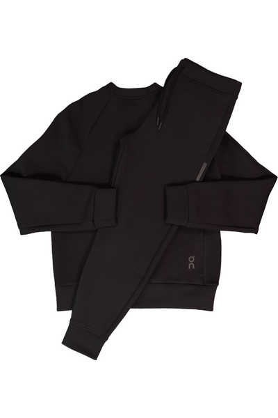 Men's On Running Black Focus Tech Crew Sweatshirt & Focus Tech Sweatpants Tracksuit Set