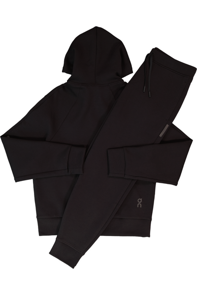 Men's On Running Black Focus Tech Zipped Hoodie & Focus Tech Pant Tracksuit Set