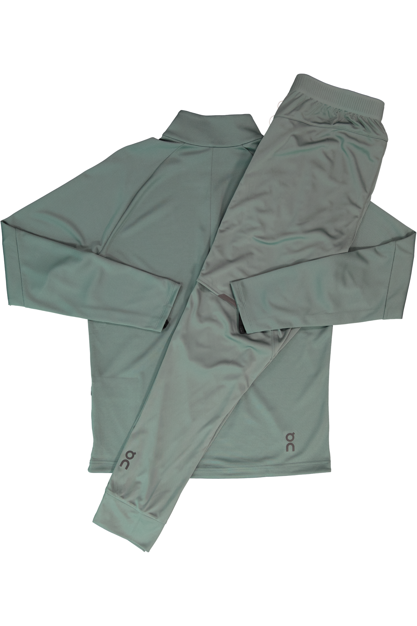 Men's On Running Olive 1/4 Zip Climate Shirt & Spirulina Olive Weather Pants Set