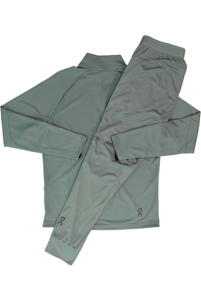 Men's On Running Olive 1/4 Zip Climate Shirt & Spirulina Olive Weather Pants Set