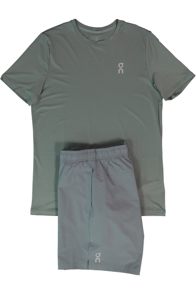 Men's On Running Olive Core T Shirt &  Olive 7" Core Shorts Set